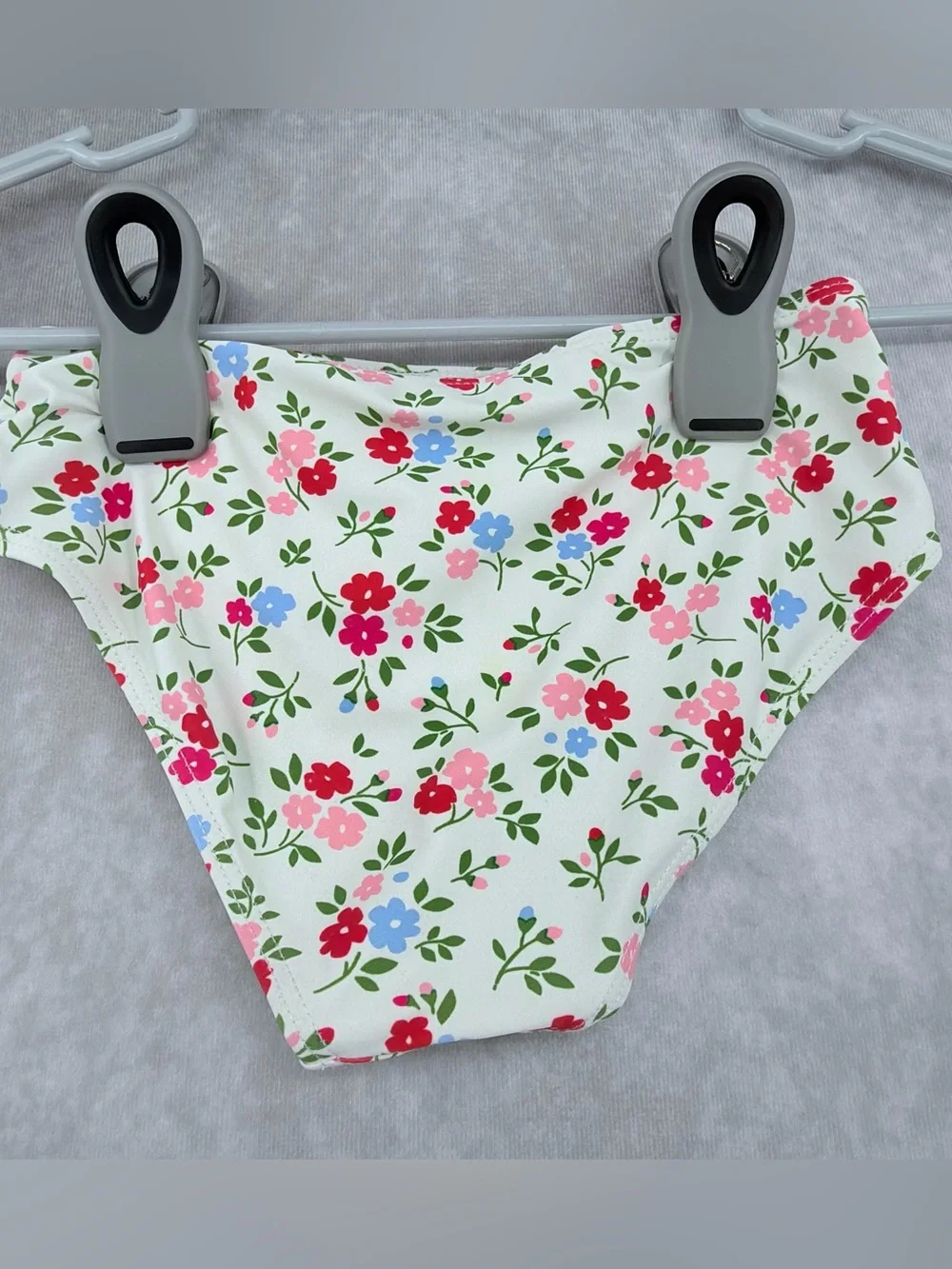 SHEIN Girls Floral Ruffle swim suit set - White, Pink & Green 5Y
